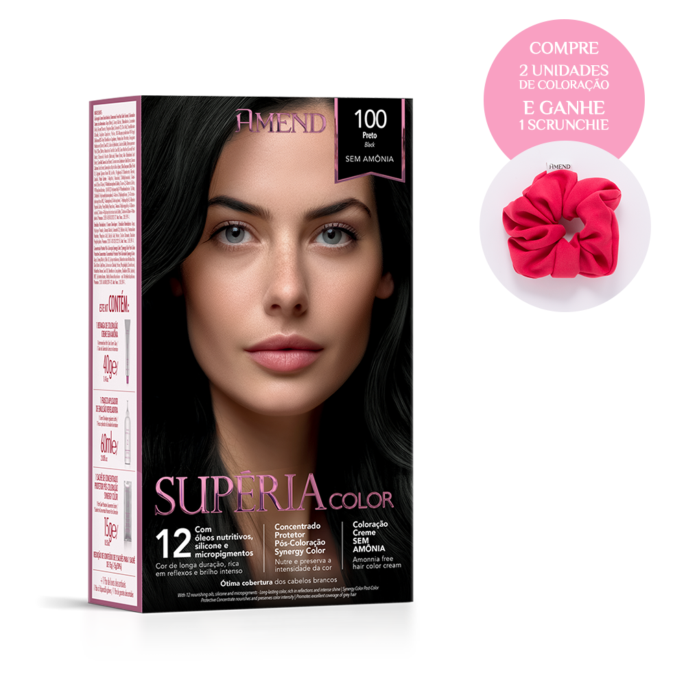 Kit Tonalizante Amend Supéria Color 100 Preto | 2 produtos